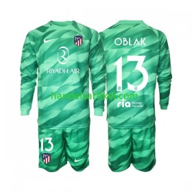 Atlético Madrid Jan Oblak 13 Torwart Kinder Grün Auswärts Trikotsatz 2023/24 Langarm